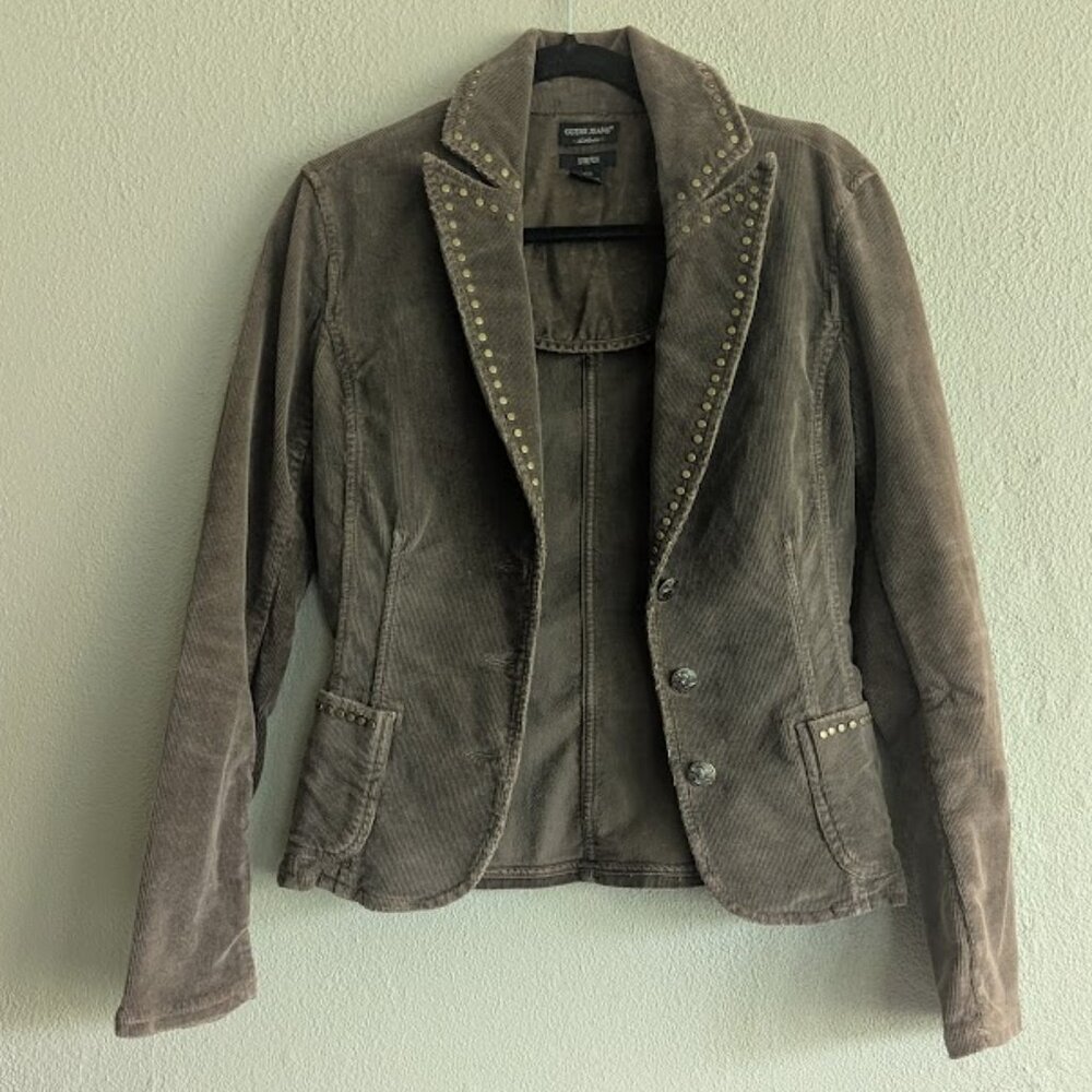 Vintage Guess Jeans * Womens Brown Studded Corduroy Jacket * Sz M